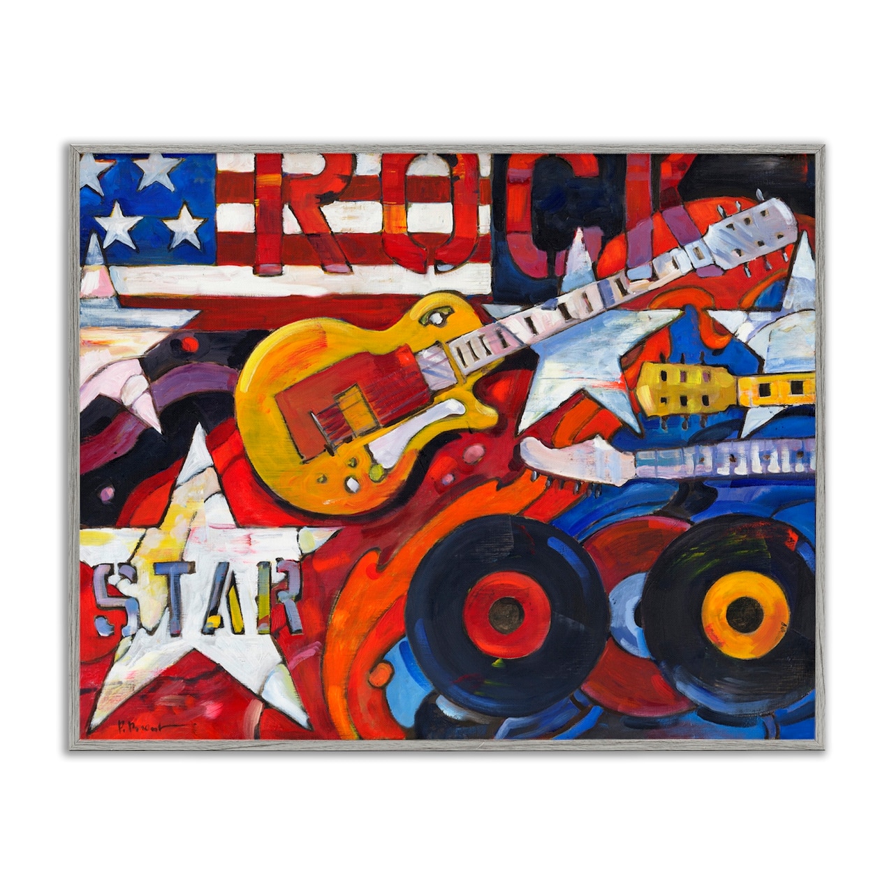 Stupell Industries Rockstar Americana Music Tribute Framed Giclee Art
